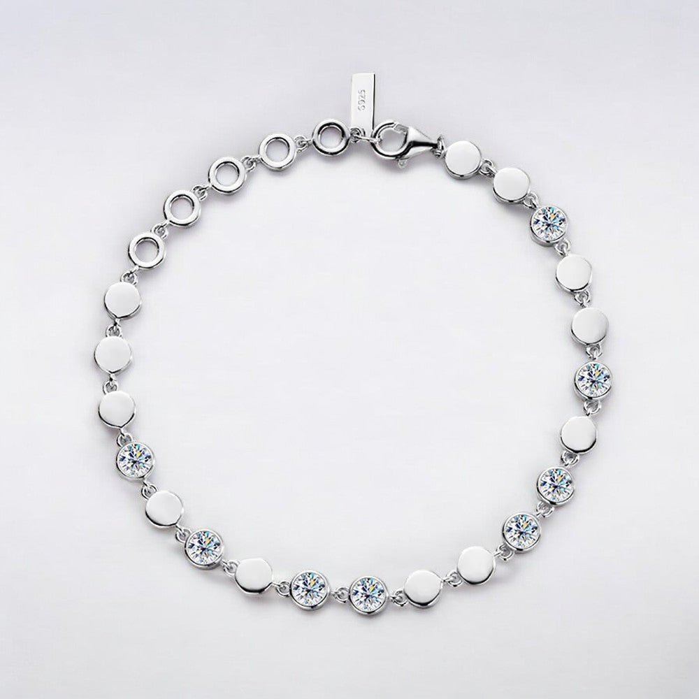 2.4CT Bezel Set Moisanite Chain Bracelet - Dazzle and Grace
