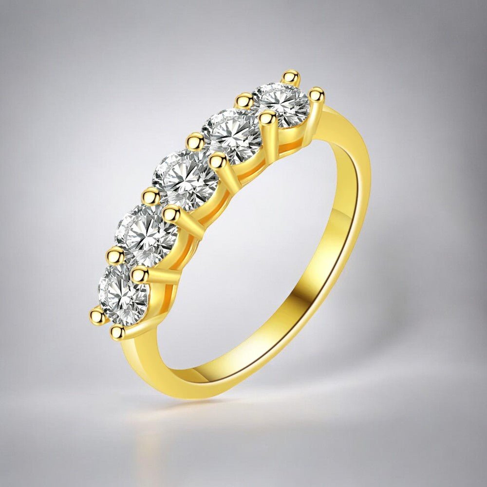 5 Stone Moissanite Eternity Band - Dazzle and Grace