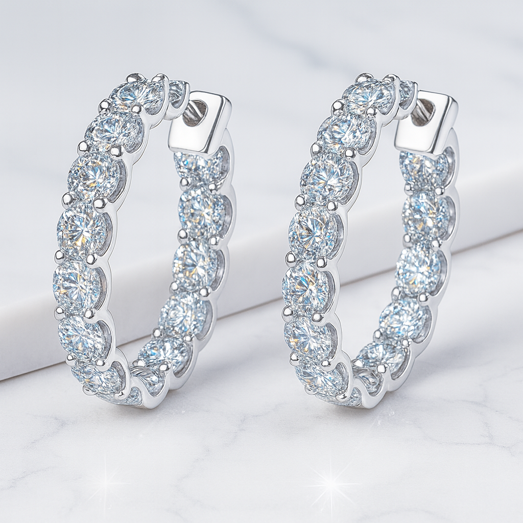 Brilliant Double-Sided Moissanite Hoops