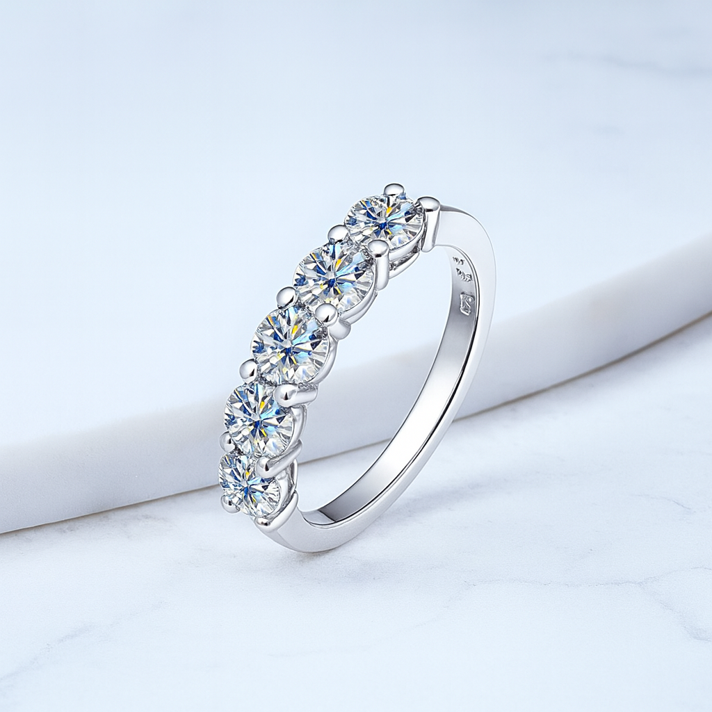 5 Stone Moissanite Eternity Band