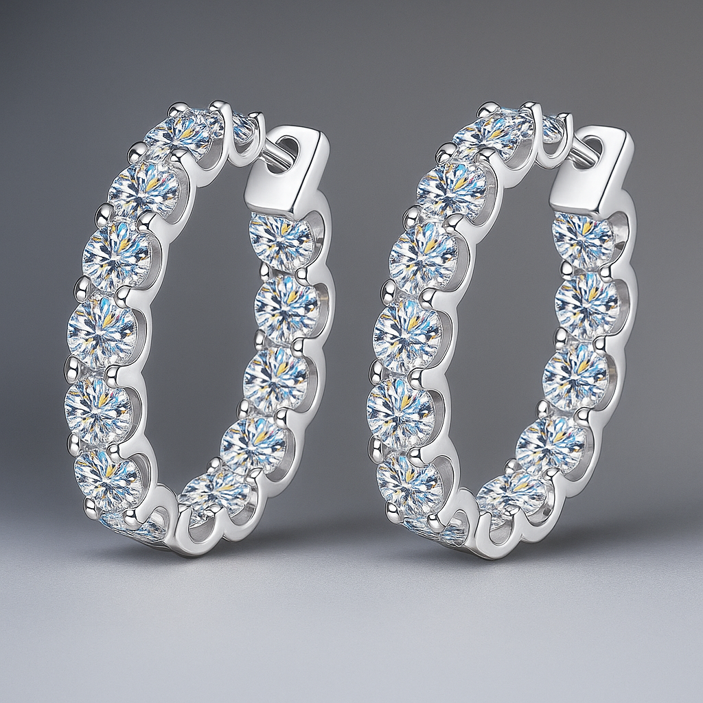 Brilliant Double-Sided Moissanite Hoops