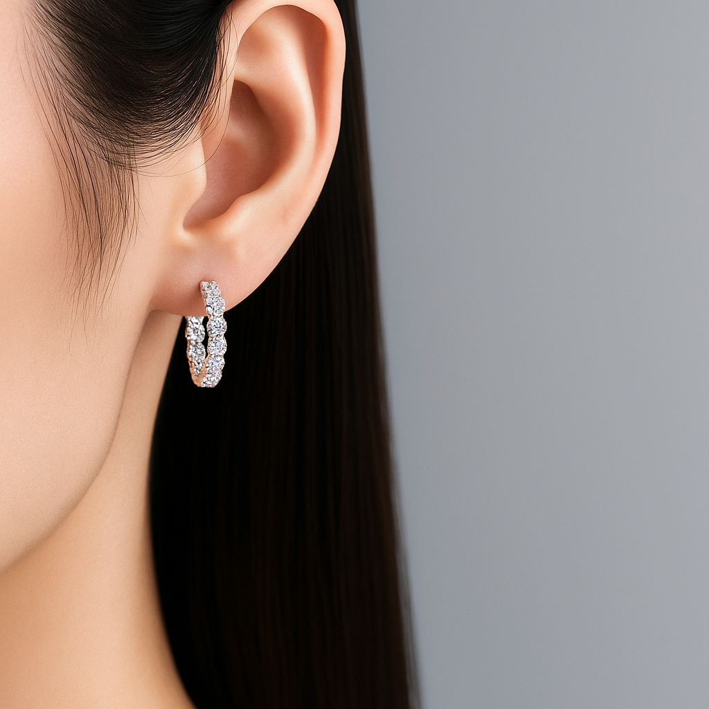 Brilliant Double-Sided Moissanite Hoops