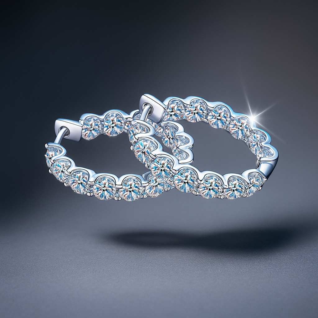 Brilliant Double-Sided Moissanite Hoops