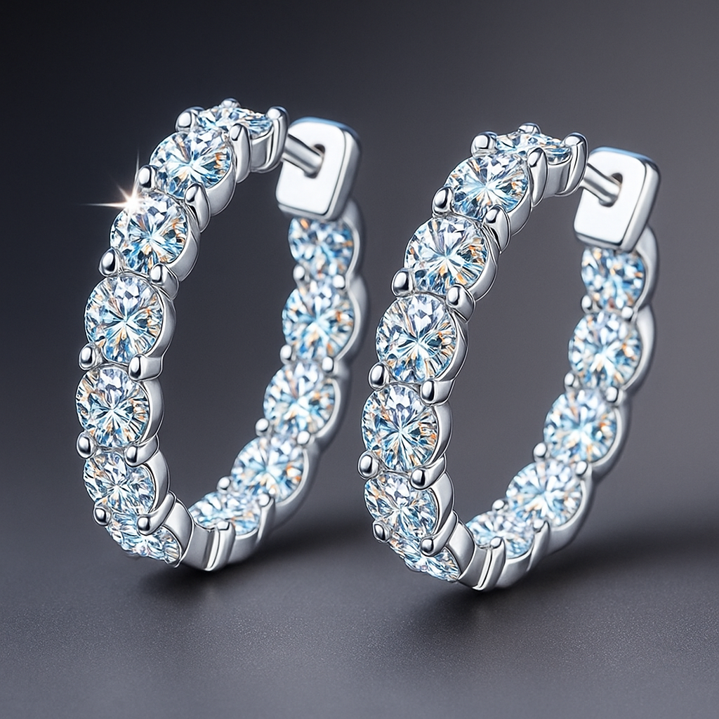 Brilliant Double-Sided Moissanite Hoops
