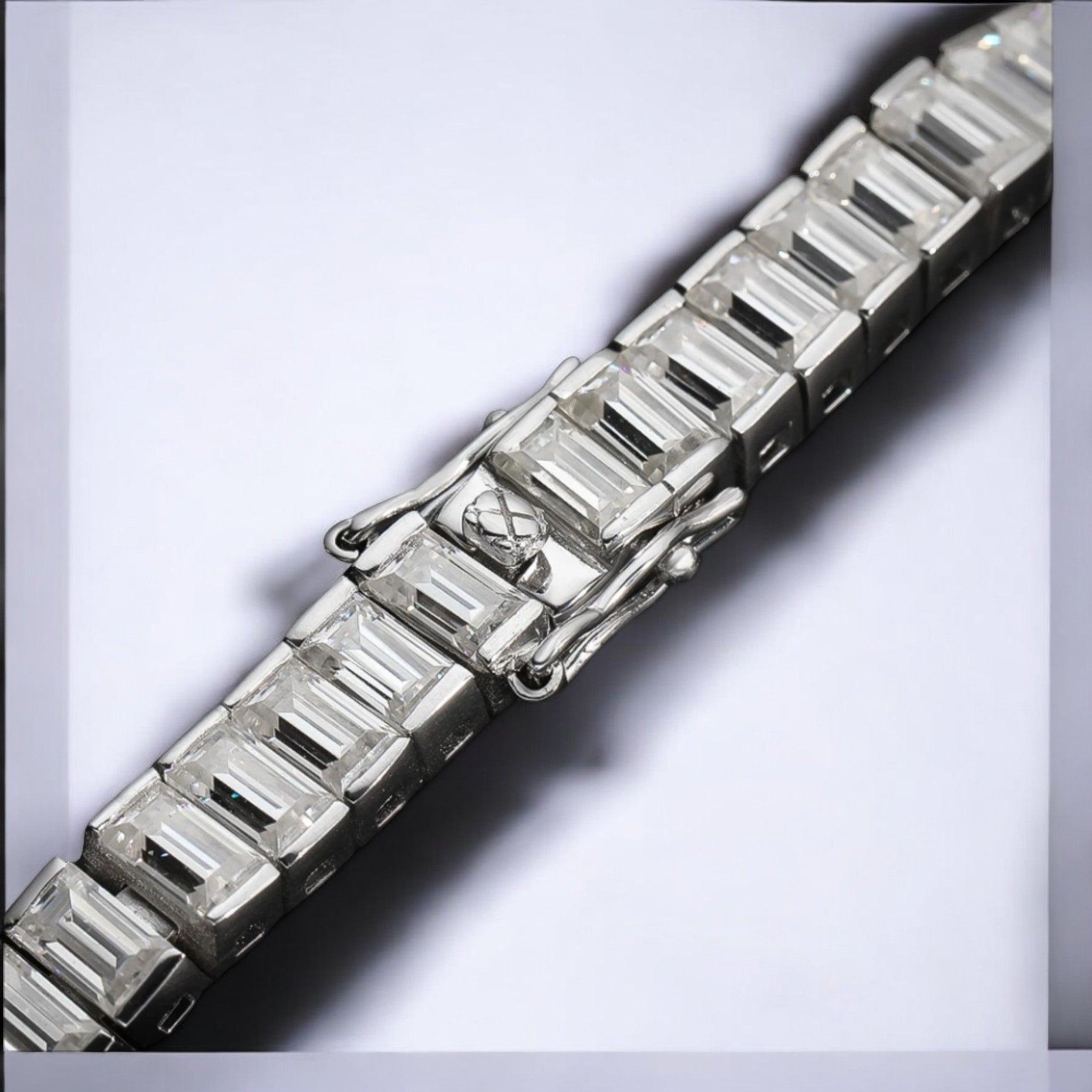 Elegant Emerald - Cut Moissanite Tennis Bracelet in White Gold Plated - Dazzle and Grace