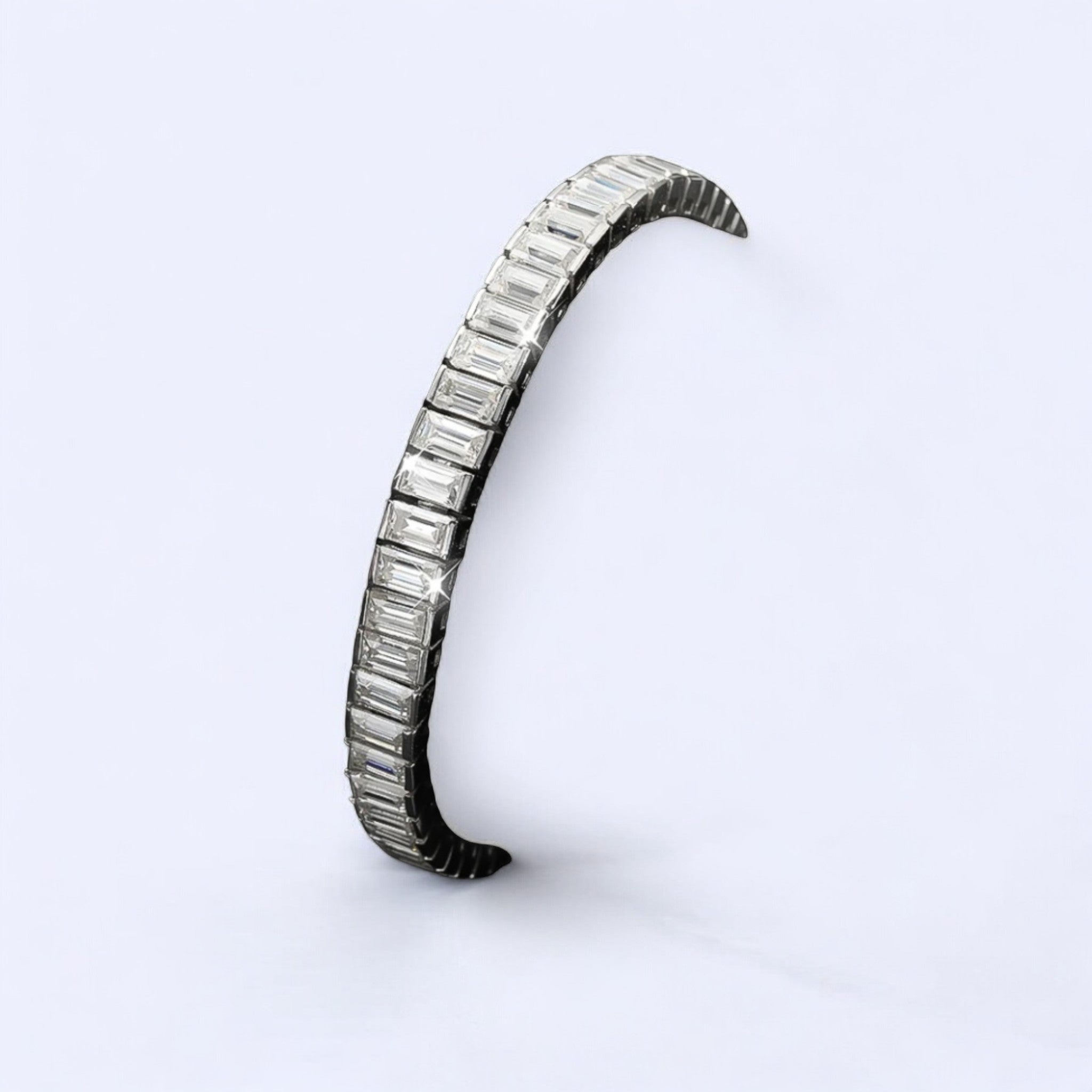 Elegant Emerald - Cut Moissanite Tennis Bracelet in White Gold Plated - Dazzle and Grace