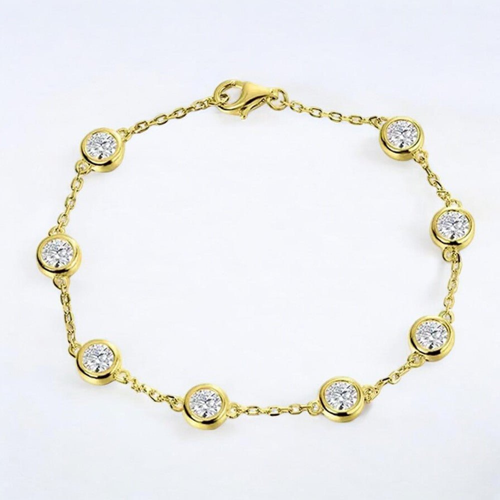 2.4CT Bezel Set Moisanite Chain Bracelet - Dazzle and Grace