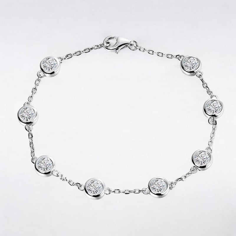 2.4CT Bezel Set Moisanite Chain Bracelet - Dazzle and Grace