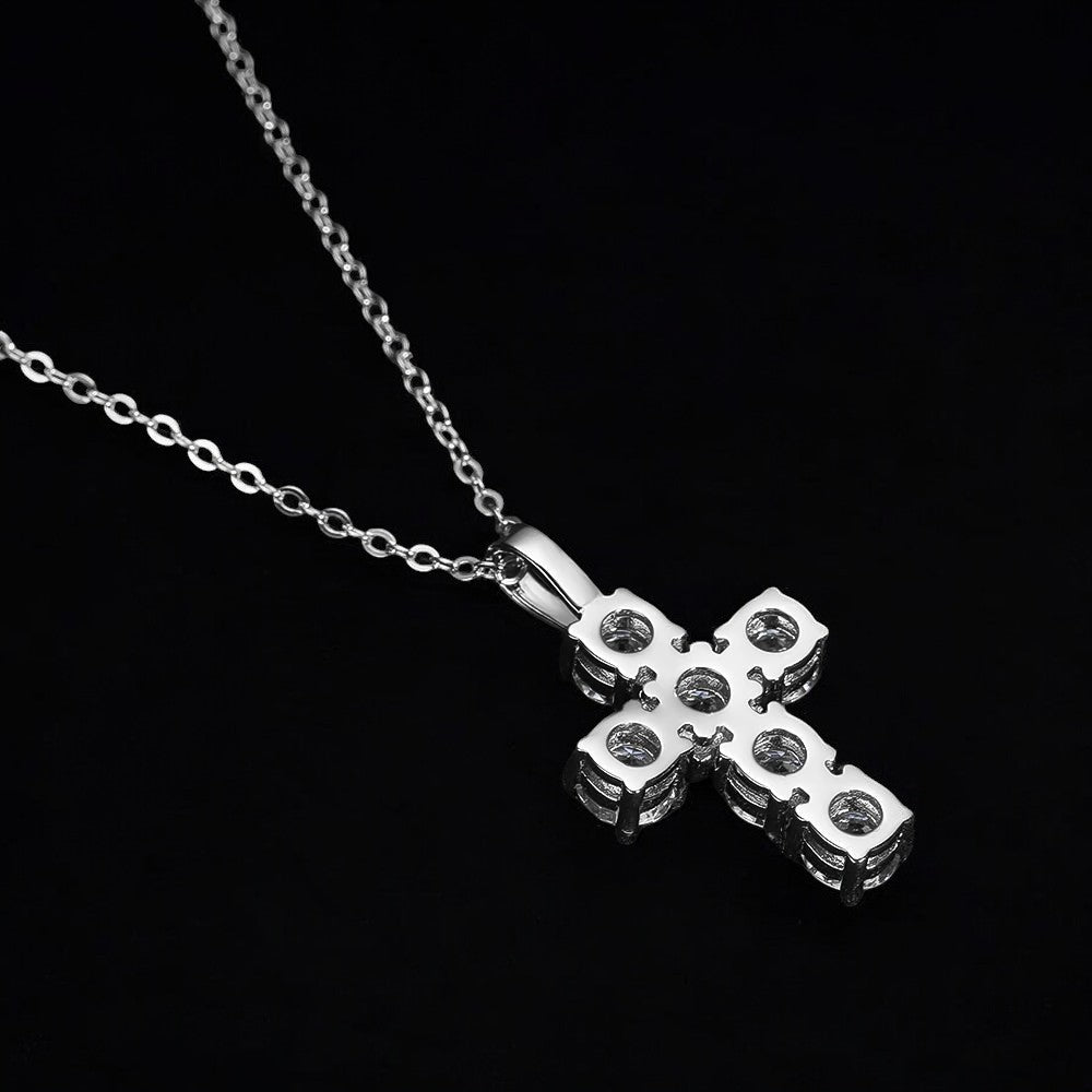 3 CT Moissanite Cross Pendant in Silver - Dazzle and Grace