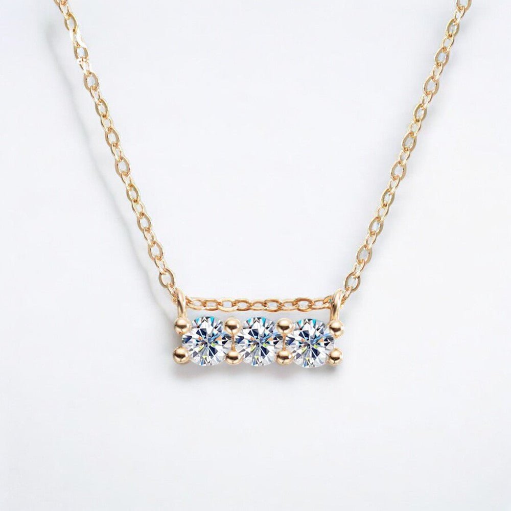 3 Moissanite Stone Rectangular Pendant - Dazzle and Grace