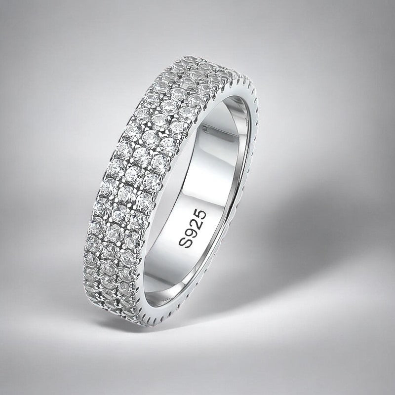 3 Row Moissanite Eternity Band - Dazzle and Grace