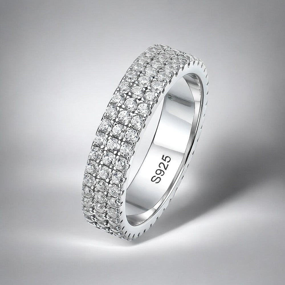 3 Row Moissanite Eternity Band - Dazzle and Grace