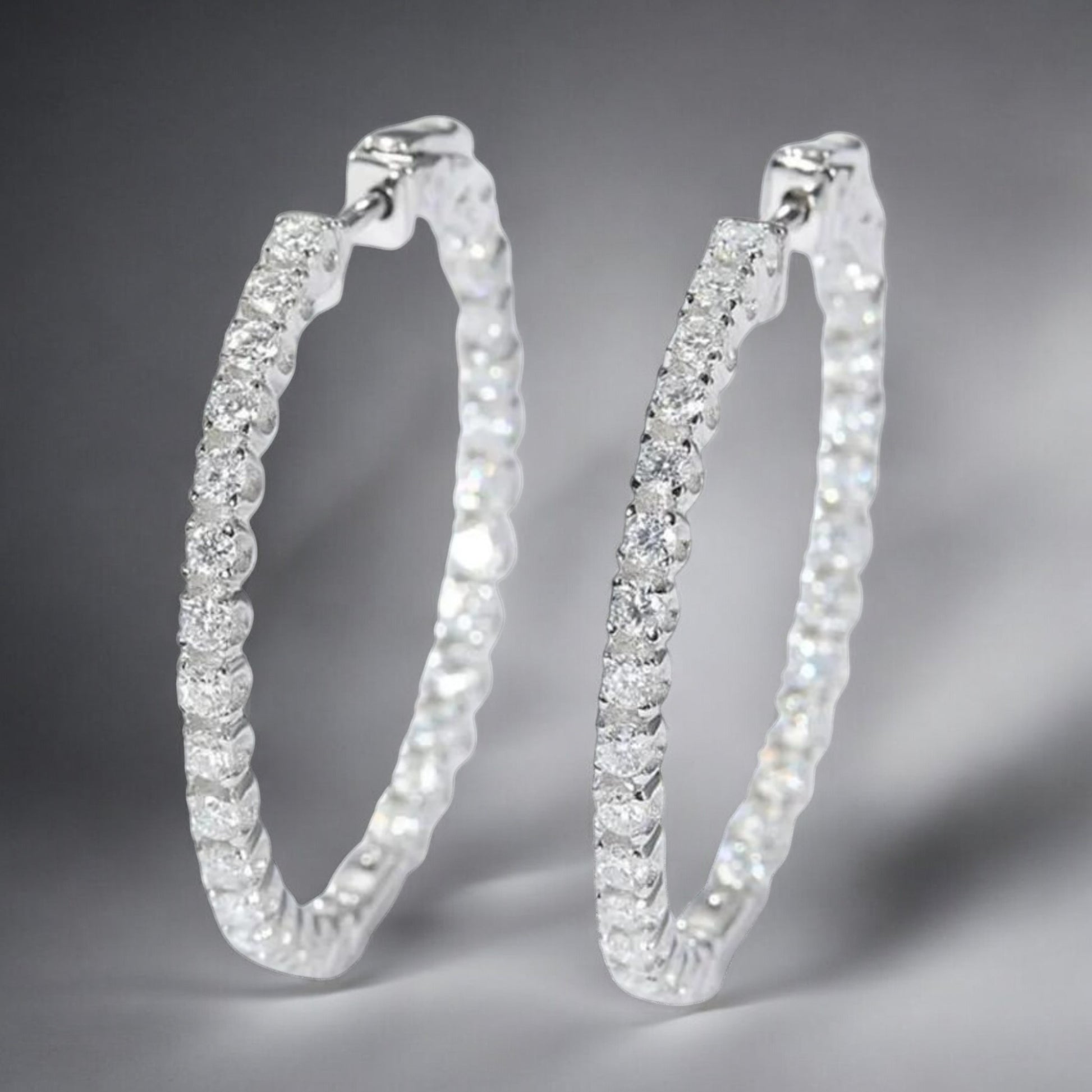 Large Radiant Moissanite Double Sided Hoop Earrings