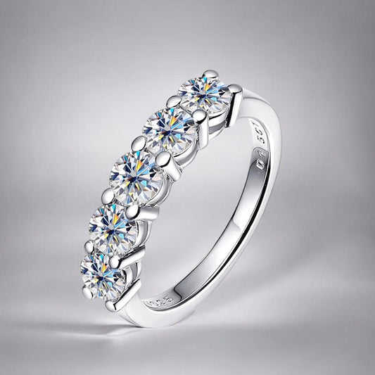 5 Stone Moissanite Eternity Band - Dazzle and Grace