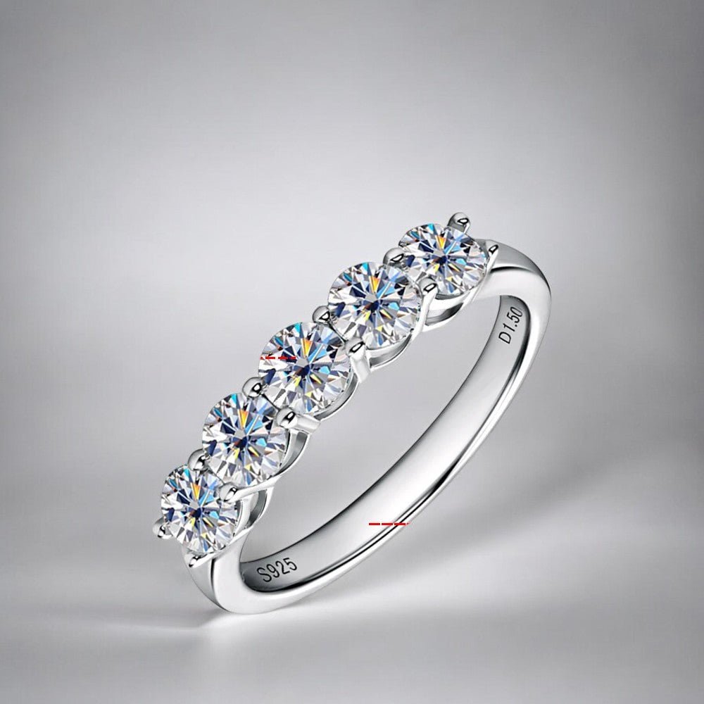 5 Stone Moissanite Eternity Band - Dazzle and Grace