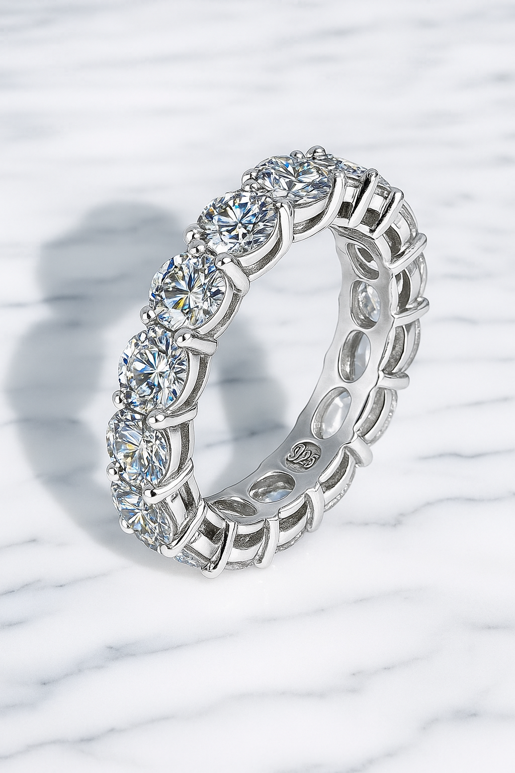 7CT Moissanite Eternity Band Dazzling Luxury in 18K White Gold Plating