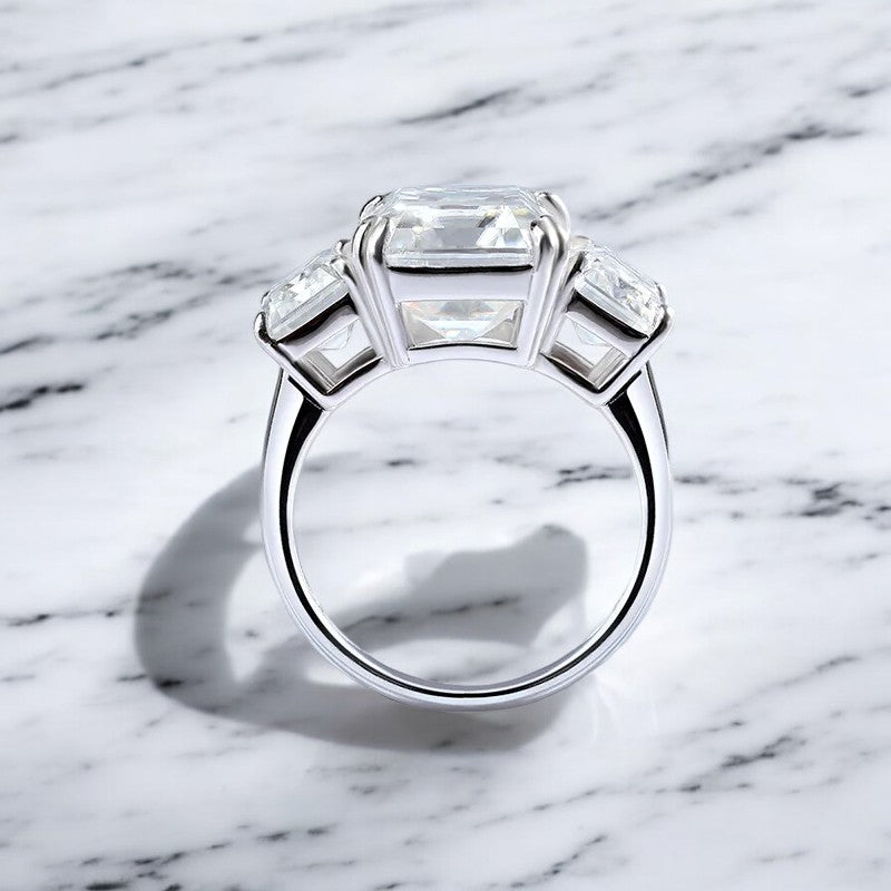 12CT Emerald Cut Full Moissanite Ring - Dazzle and Grace