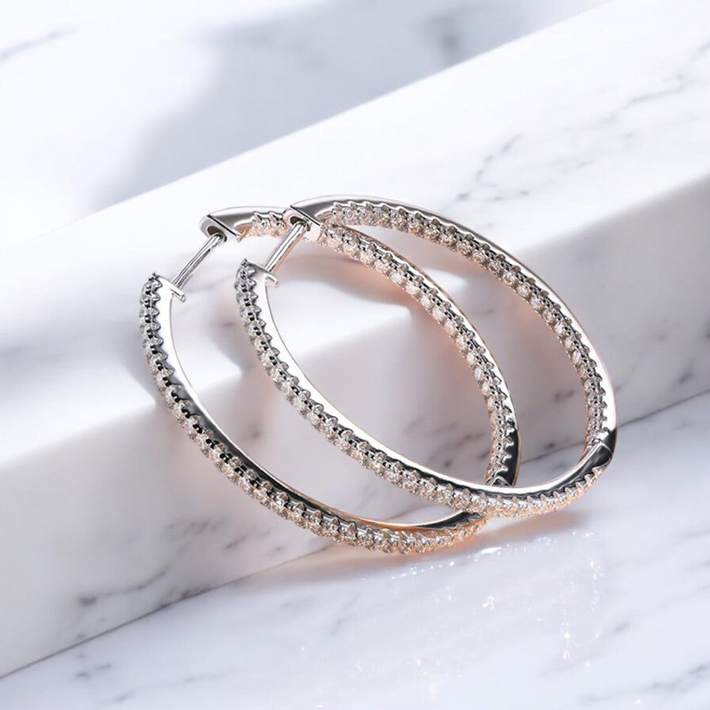 Minimalist Double Sided Moissanite Hoop Earrings - Dazzle and Grace