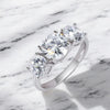 3 Stone Moissanite Ring 18K White Gold Plated - Dazzle and Grace