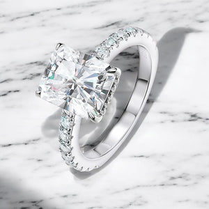 4.65 CT Radiant Cut Moissanite Ring 18K White Gold Plated - Dazzle and Grace