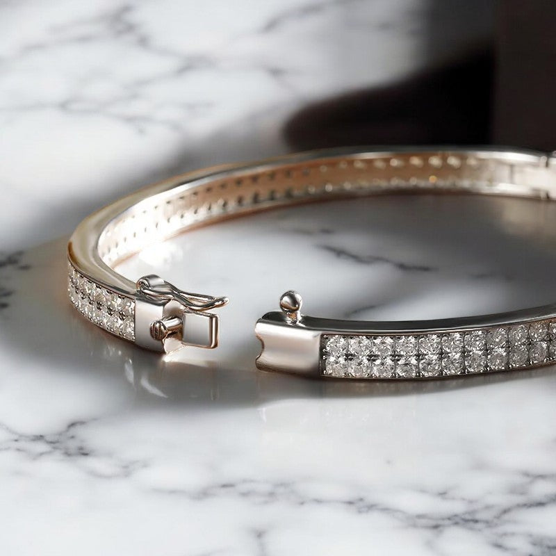 Pave Moissanite Bangle Bracelet