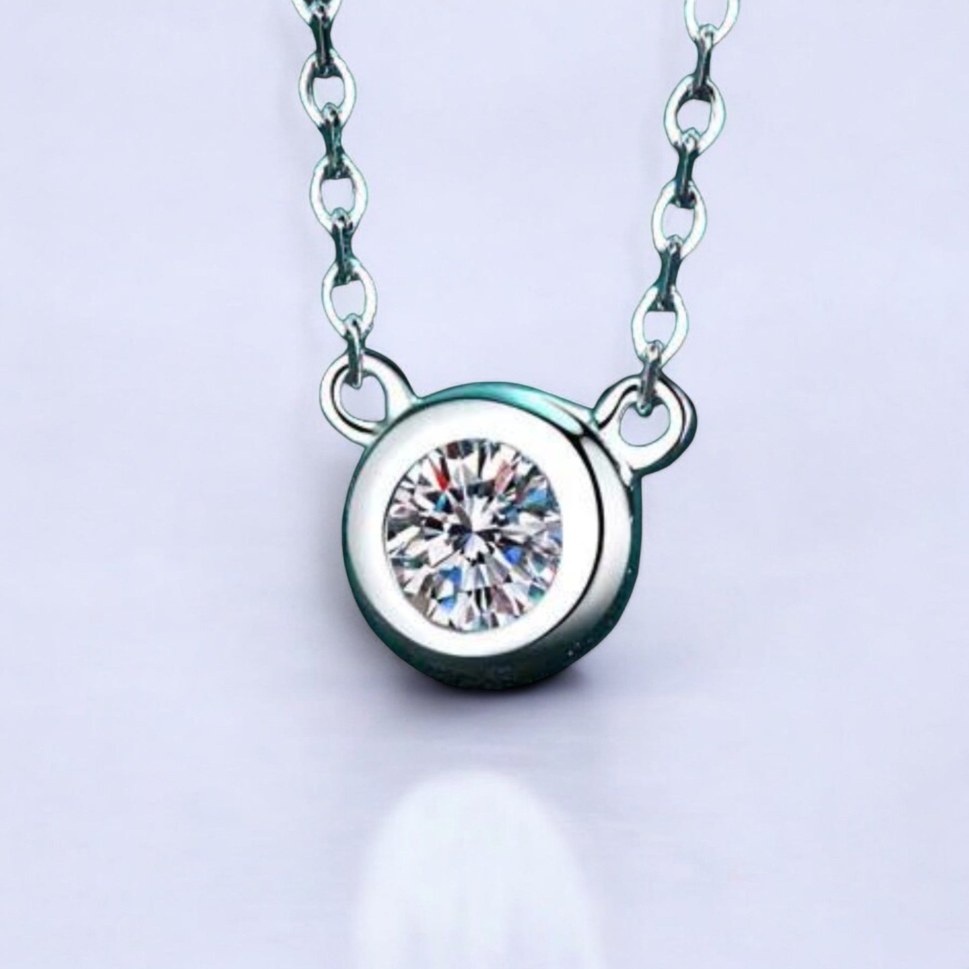 Bezel Set Moissanite Pendant - Dazzle and Grace