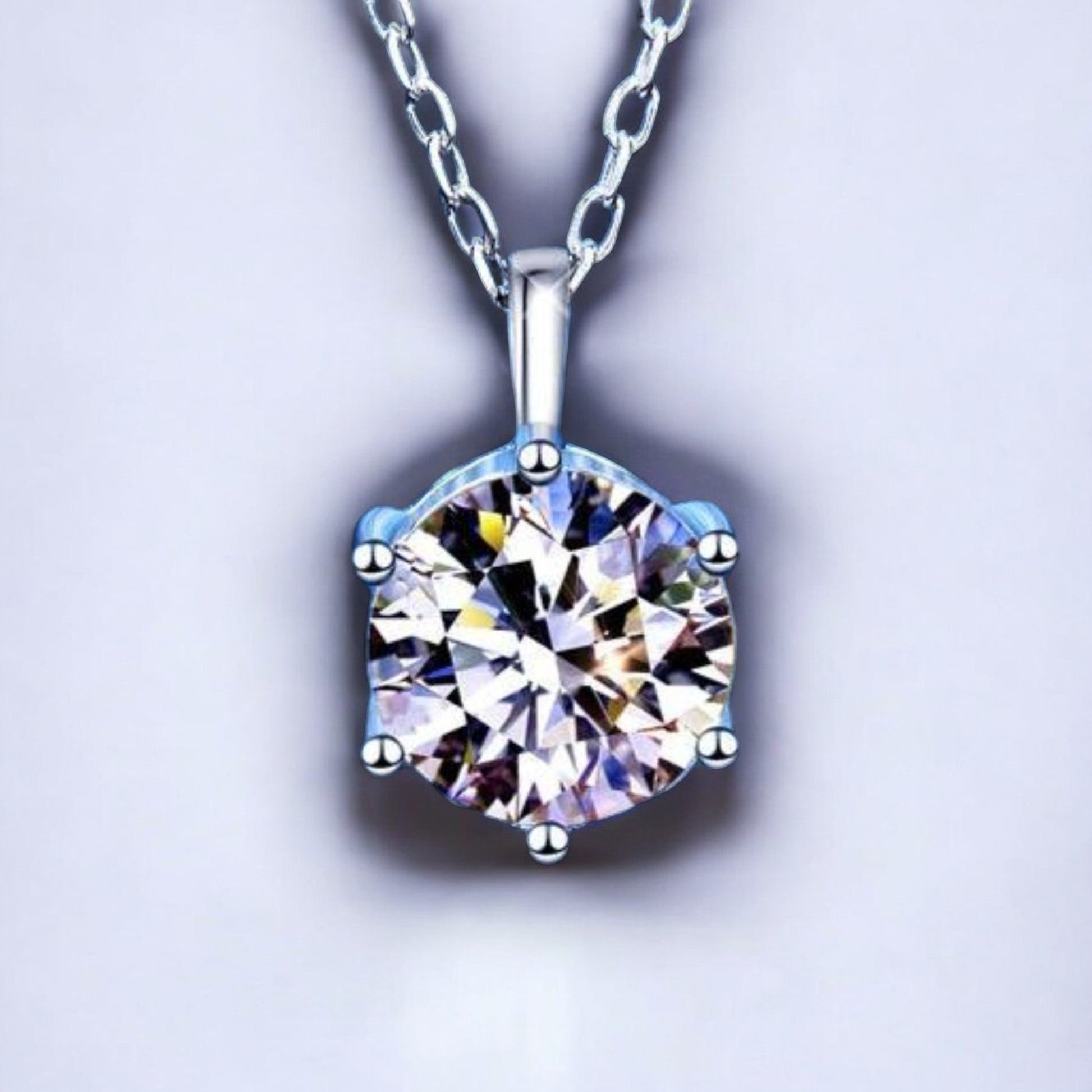 Brilliant Moissanite Pendant on Sterling Silver - Dazzle and Grace