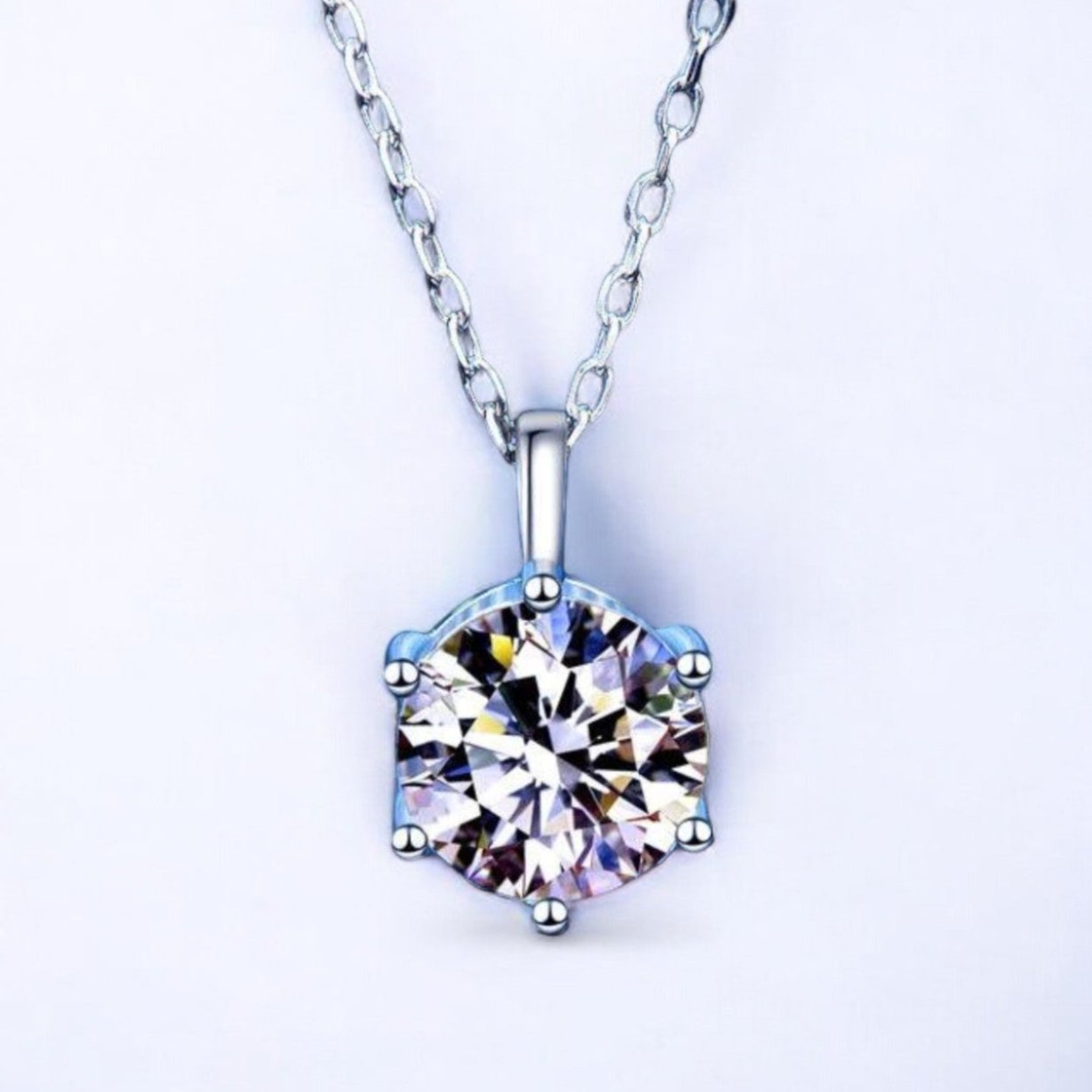 Brilliant Moissanite Pendant on Sterling Silver - Dazzle and Grace