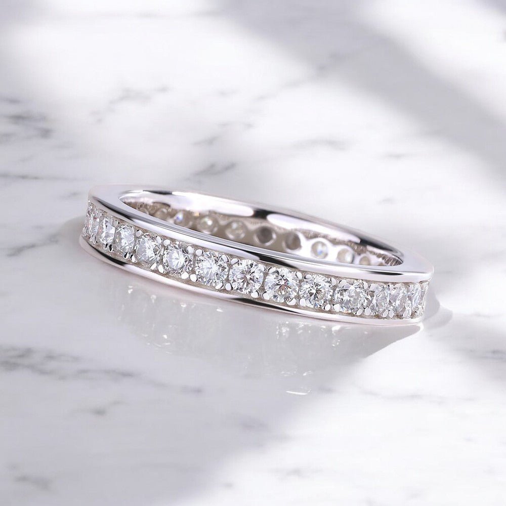 Channel Set Moissanite Eternity Band - Dazzle and Grace