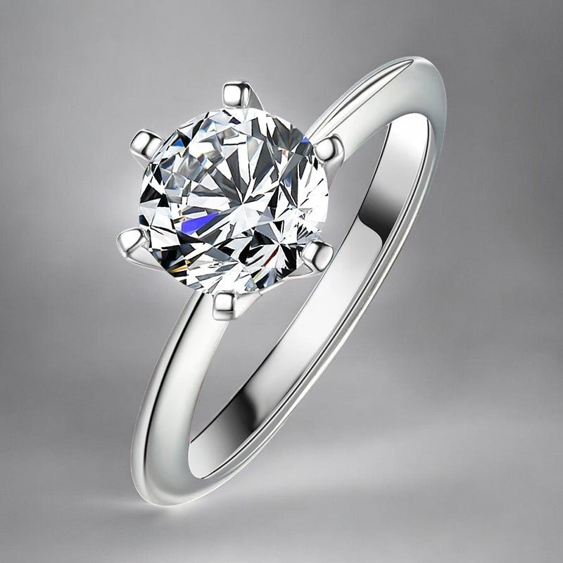 Classic 6 Prong Solitaire Moissanite Ring - Dazzle and Grace