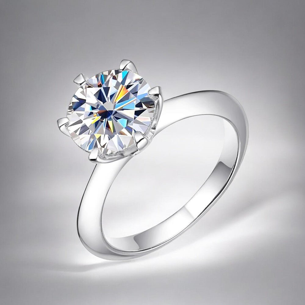 Classic 6 Prong Solitaire Moissanite Ring - Dazzle and Grace