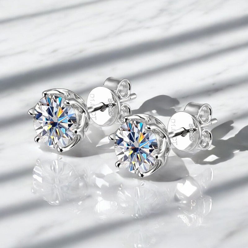 Classic 6 Prong Stud Moissanite Earrings - Dazzle and Grace