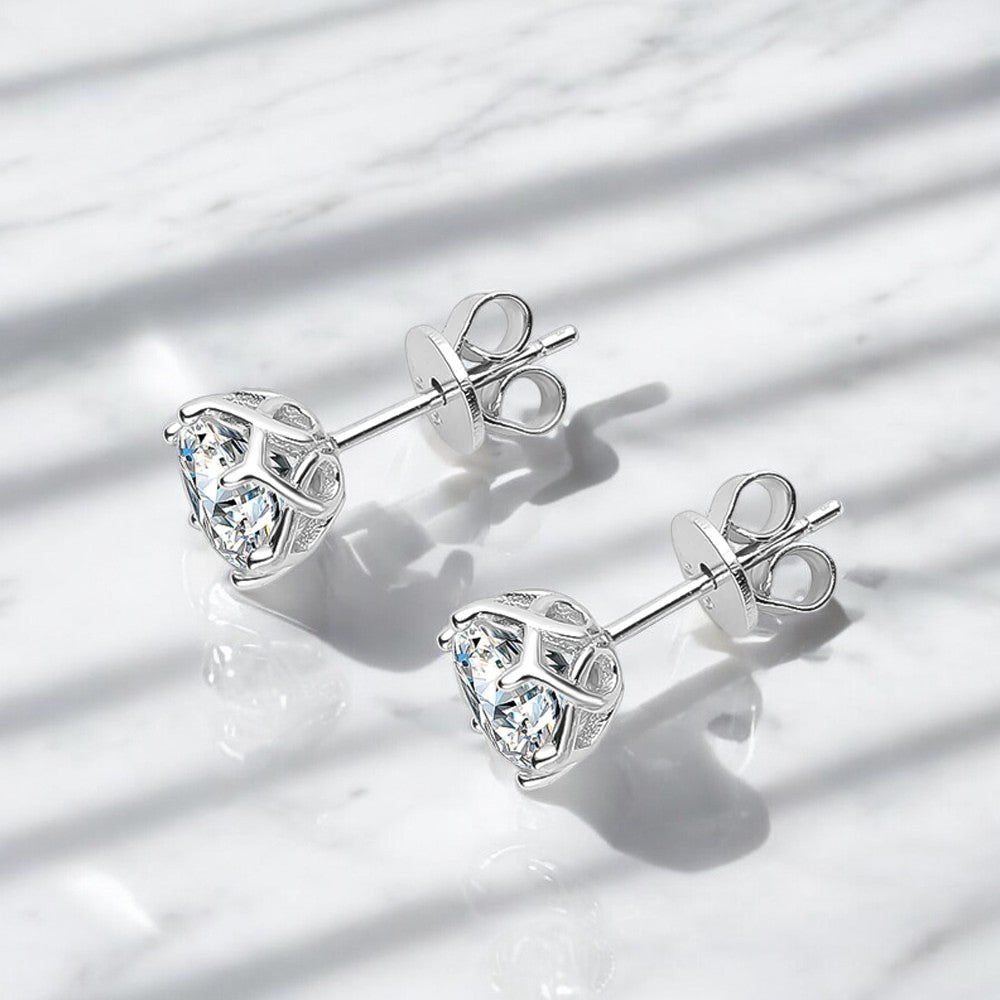 Classic 6 Prong Stud Moissanite Earrings - Dazzle and Grace