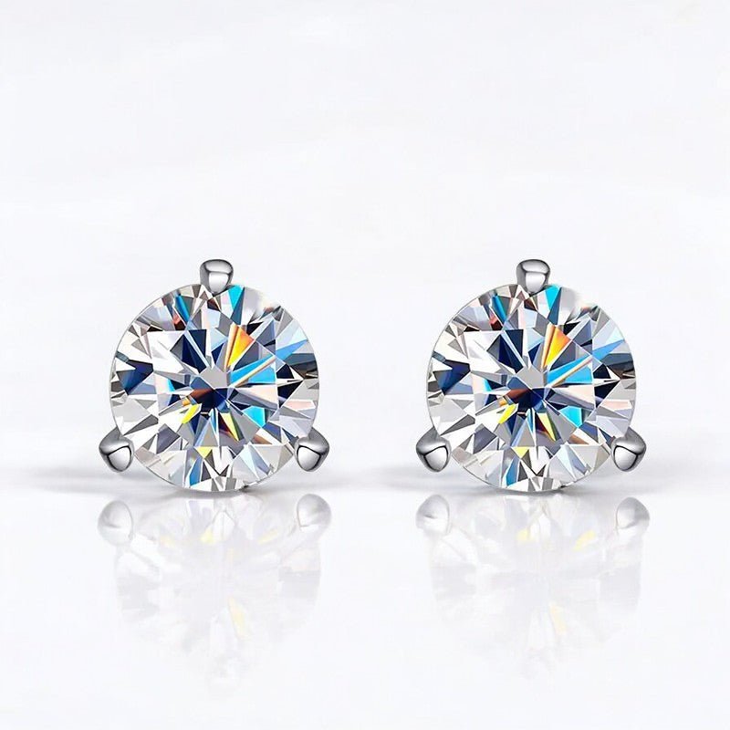 Classic Brilliance: Dazzling 3 Prong Moissanite Studs - Dazzle and Grace