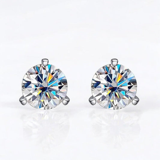 Classic Brilliance: Dazzling 3 Prong Moissanite Studs - Dazzle and Grace