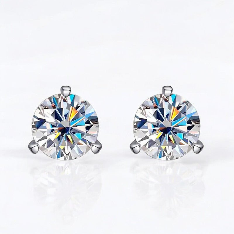 Classic Brilliance: Dazzling 3 Prong Moissanite Studs - Dazzle and Grace