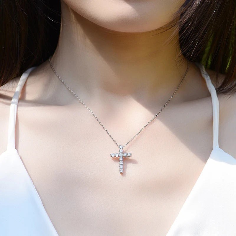 Classic Moissanite Cross Pendant - Dazzle and Grace