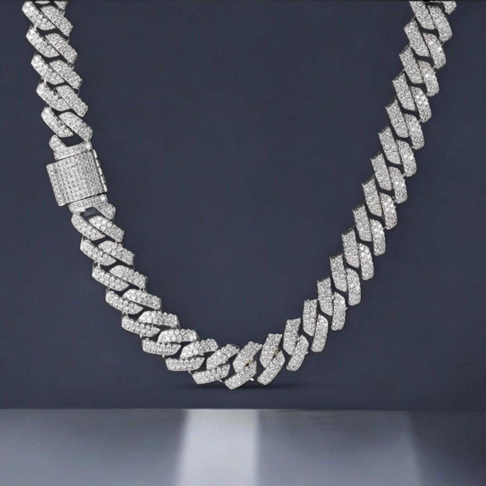 Classic Moissanite Cuban Chain Necklace - Dazzle and Grace