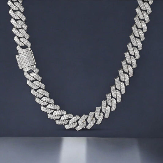 Classic Moissanite Cuban Chain Necklace - Dazzle and Grace