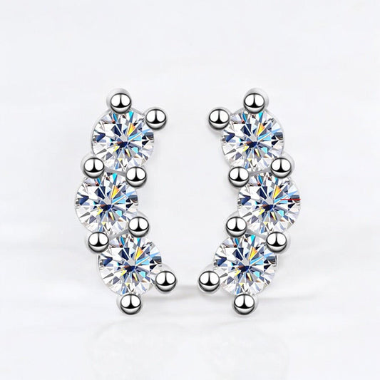 Curved Dazzle Full Moissanite Embrace Earrings - Dazzle and Grace