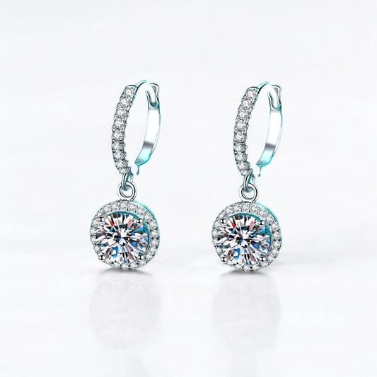 Dazzling 1 Carat Moissanite Loop Earrings in Silver - Dazzle and Grace