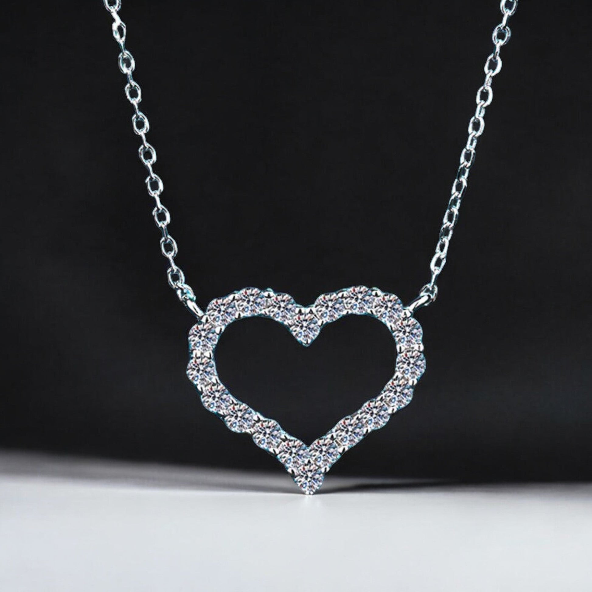 Dazzling D Color VVS1 Heart Moissanite Necklace - Dazzle and Grace