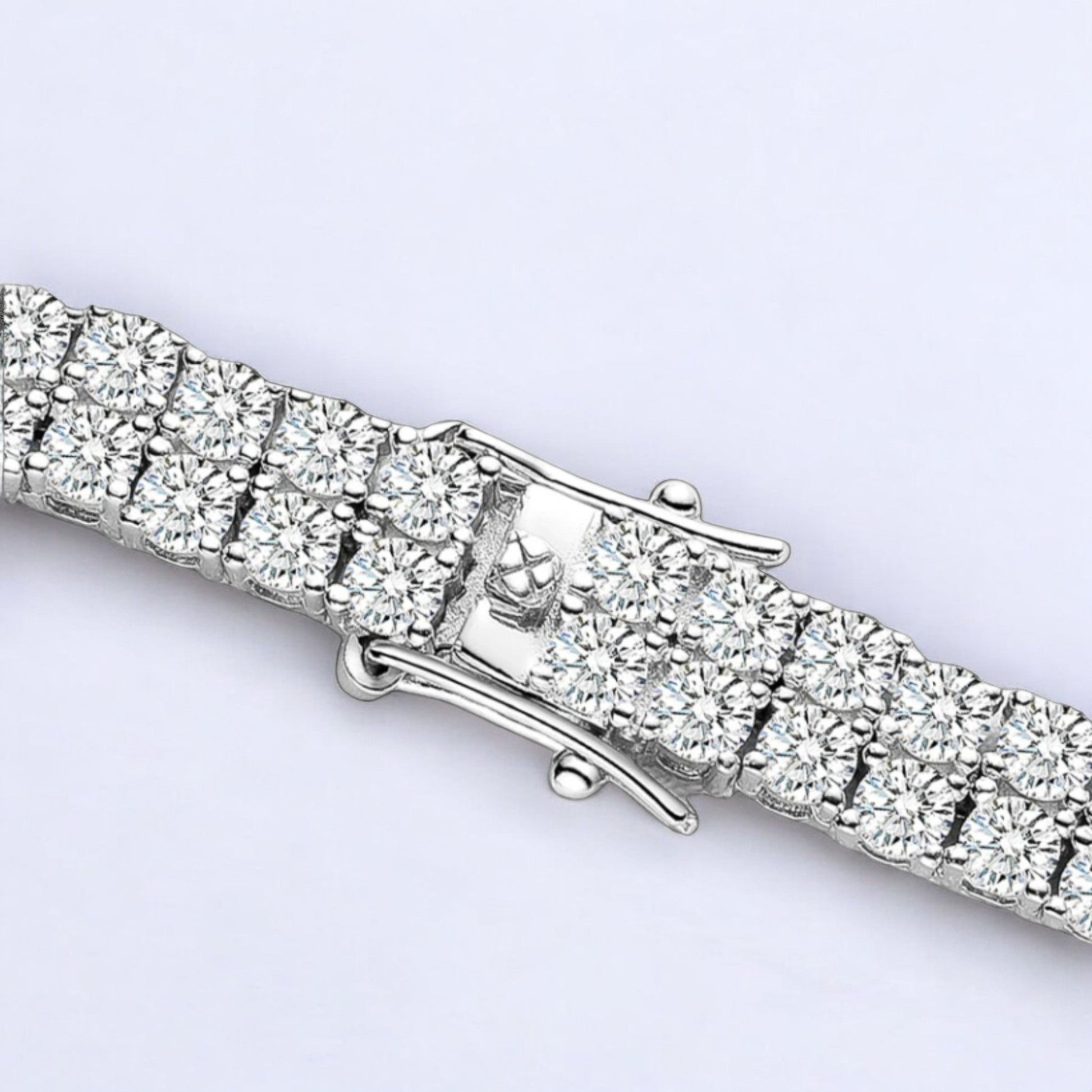 Dazzling Double Row Moissanite Tennis Bracelet in White Gold Plated - Dazzle and Grace