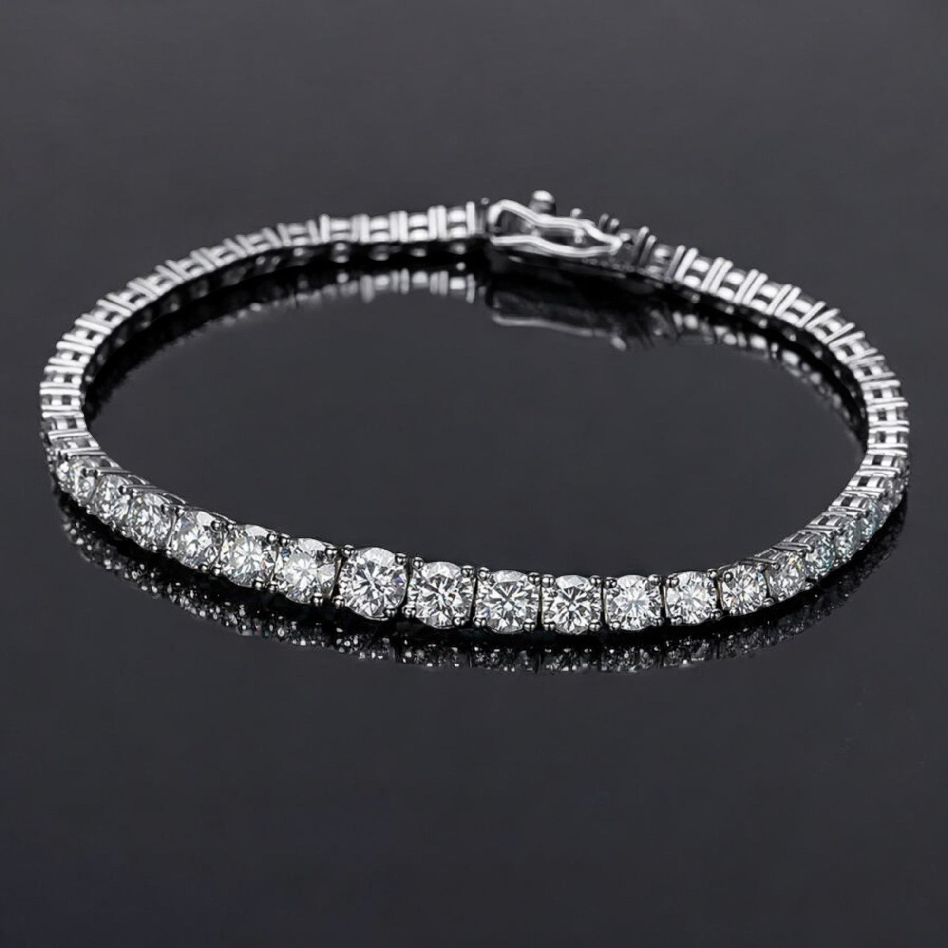 Dazzling Graduated Moissanite Tennis Bracelet in Sterling Silver - Dazzle and Grace