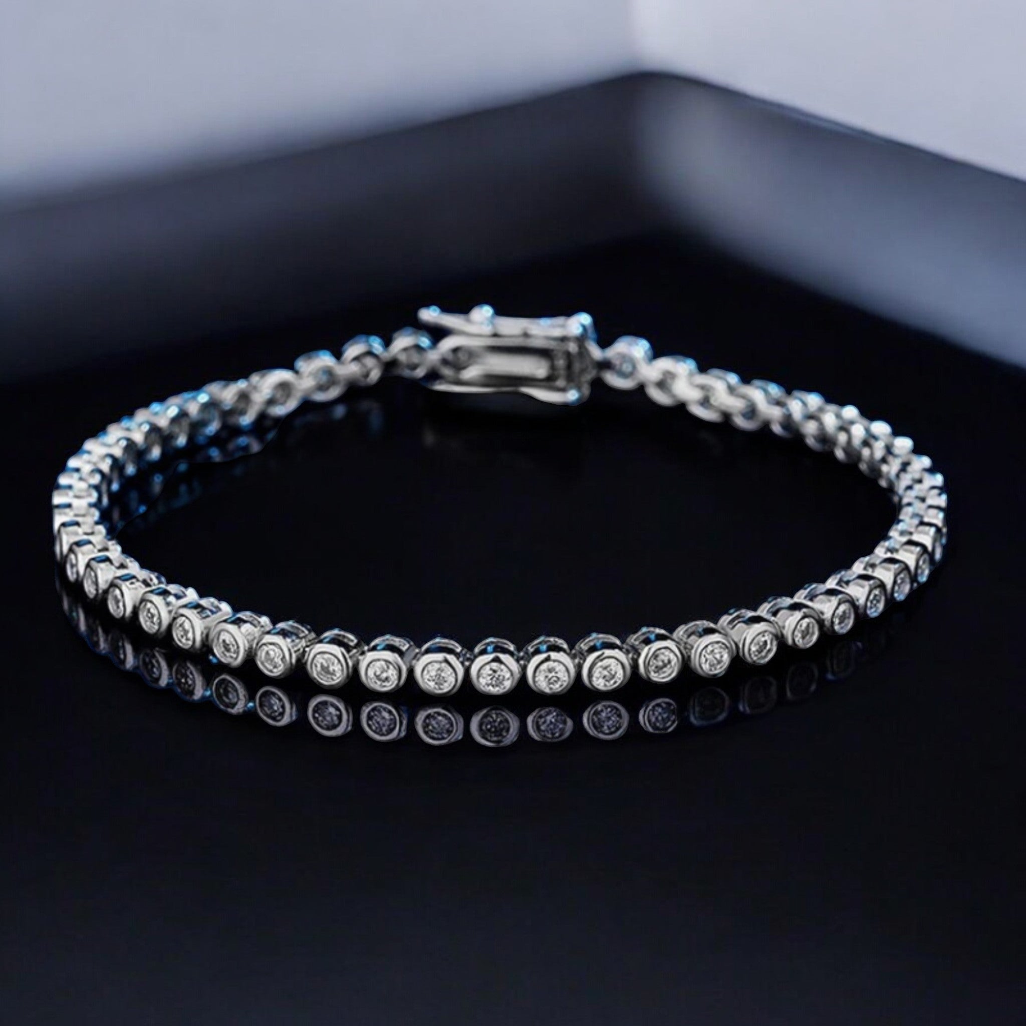 2mm Silver deals Moissanite Tennis Bracelet