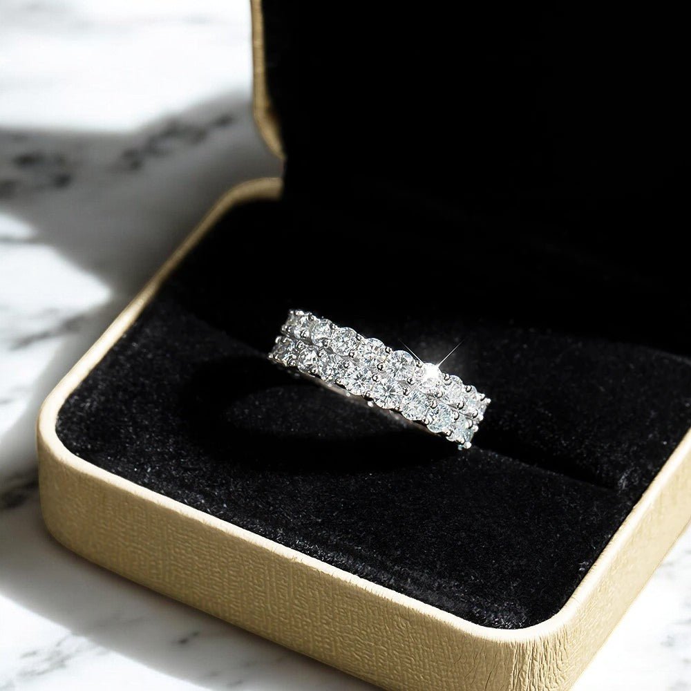 Double Row Moissanite Pave Eternity Band - Dazzle and Grace