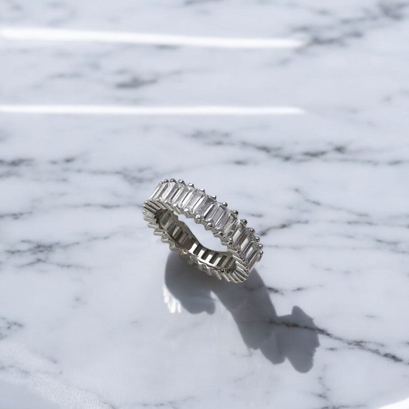 Emerald Cut Moissanite Eternity Band - Dazzle and Grace