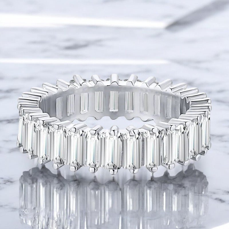 Emerald Cut Moissanite Eternity Band - Dazzle and Grace