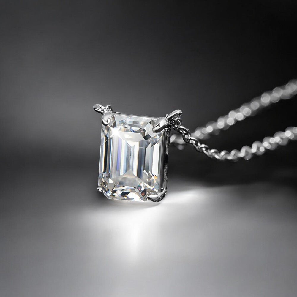 Emerald Cut Moissanite Pendant - Dazzle and Grace