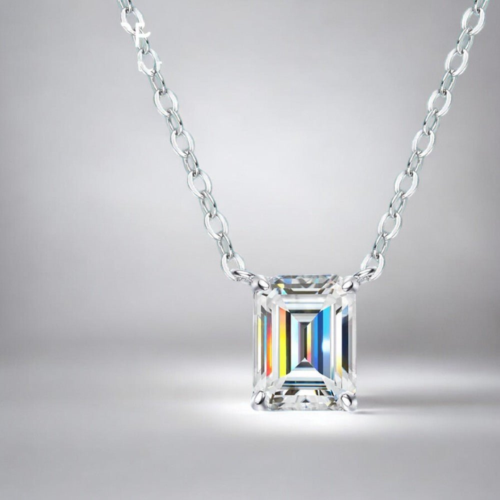 Emerald Cut Moissanite Pendant - Dazzle and Grace